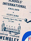 Close-up of the 1950 England v Scotland International Schoolboy matchday programme cover