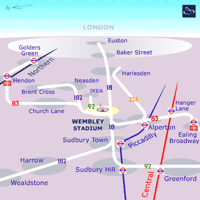 Image showing bus routes around Wembley Stadium