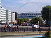 Photograph with Wembley Stadium in the distance as viewed from Wembley Central Station
