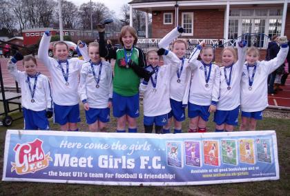 Newbottle Primary School Girls' Team celebrate