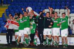 Northern Ireland Schoolboys celebrate victory against England