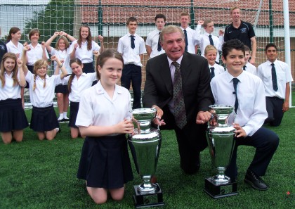 Shenfield High School parade National Futsal Trophies with Sir Trevor Brooking in 2010