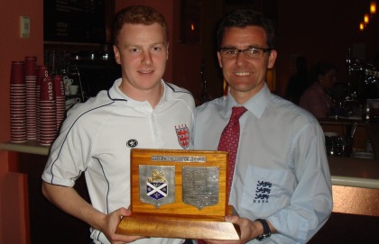 Andy Williams (right) with Jack Pounce (England Captain) celebrating Centenary Shield success April 2012