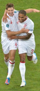 Gerrrad and Johnson celebrate against Ukraine 2012
